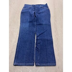Wrangler Jeans Mens 35x30 Blue Denim Dark Wash Cowboy Cut Straight Leg Vintage
